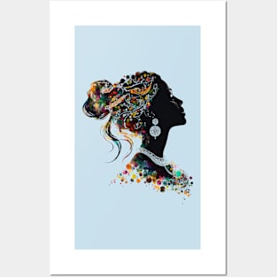 Silhouette of Woman and Jewels Posters and Art